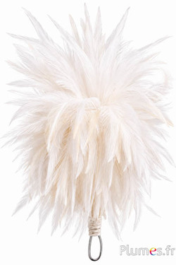 Pluim haan met ring - hoogte 20 cm - crème